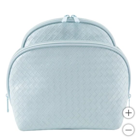 GloTech 2-pack Faux Leather Cosmetic Bags Light Blue - Picture 4 of 5